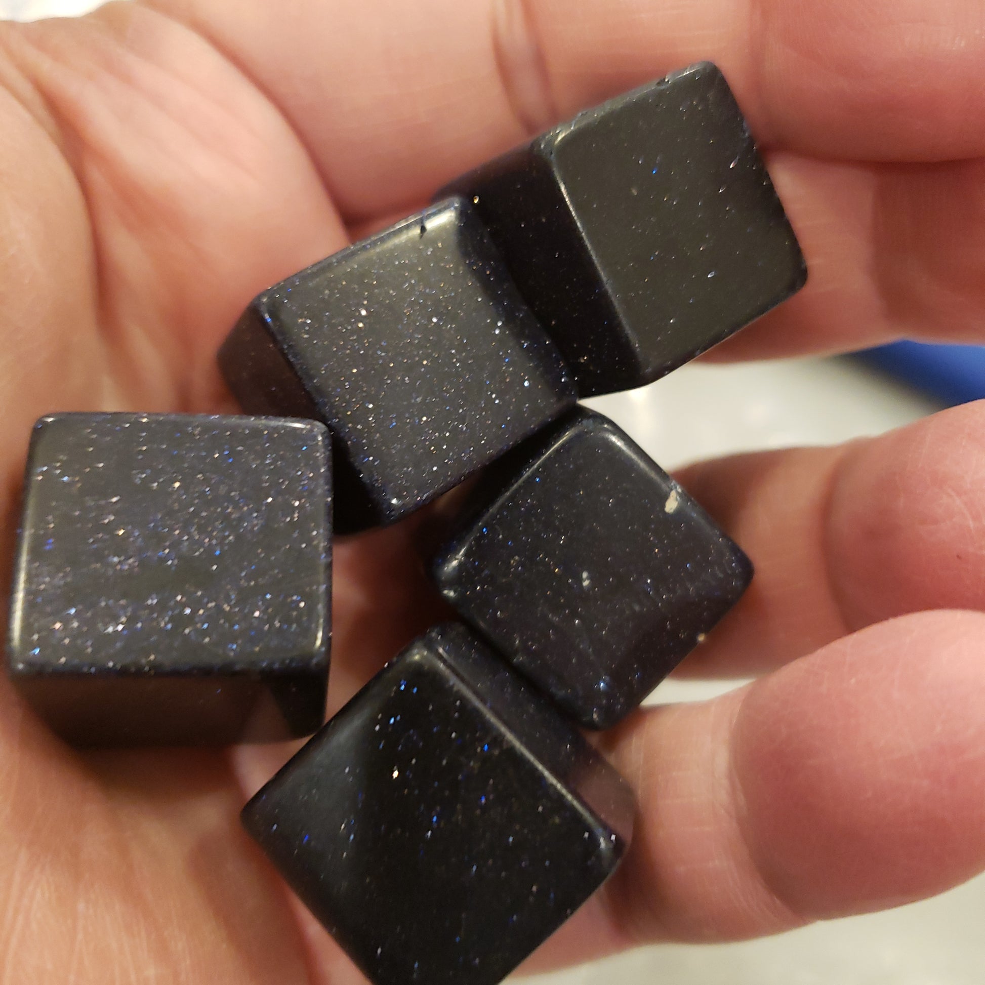 Blue Goldstone Cube Heavenly Healing