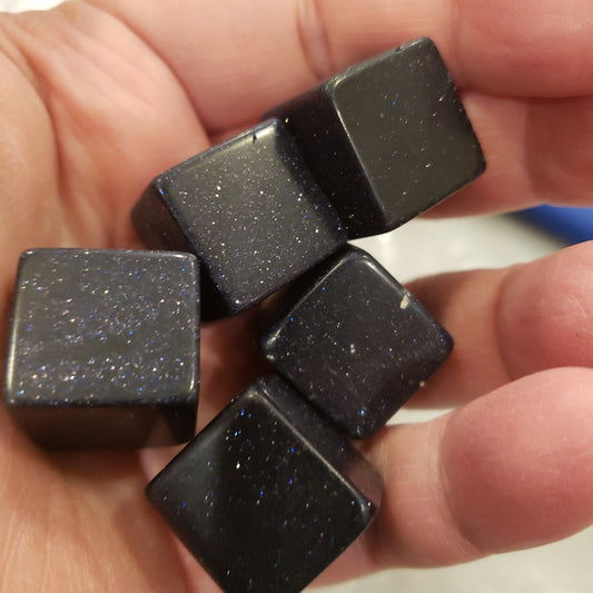 Blue Goldstone Cube Heavenly Healing