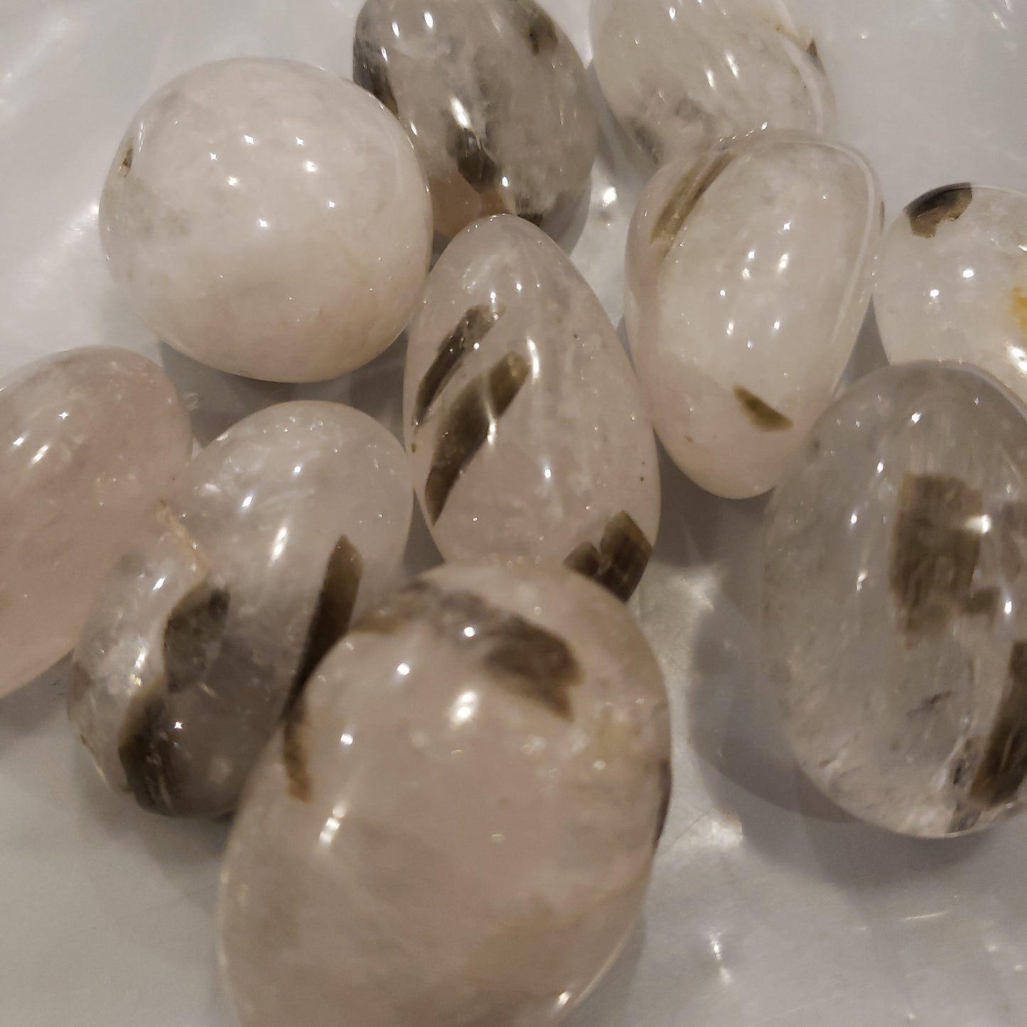 Green Tourmaline In Clear Quartz (Rare) Heavenly Healing