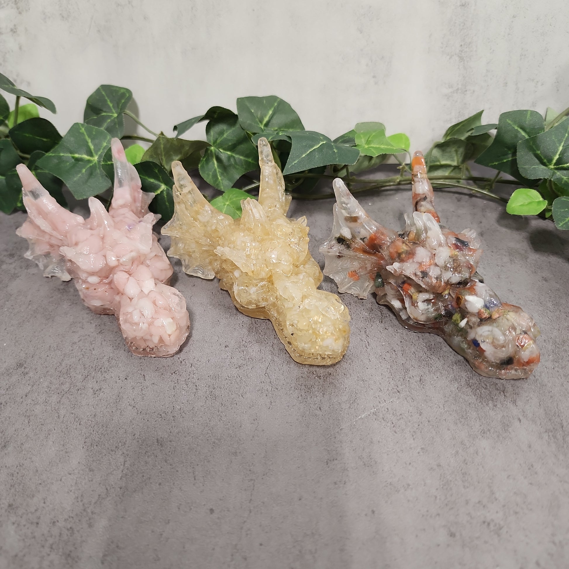 Crystal Resin Dragon Heads Heavenly Healing