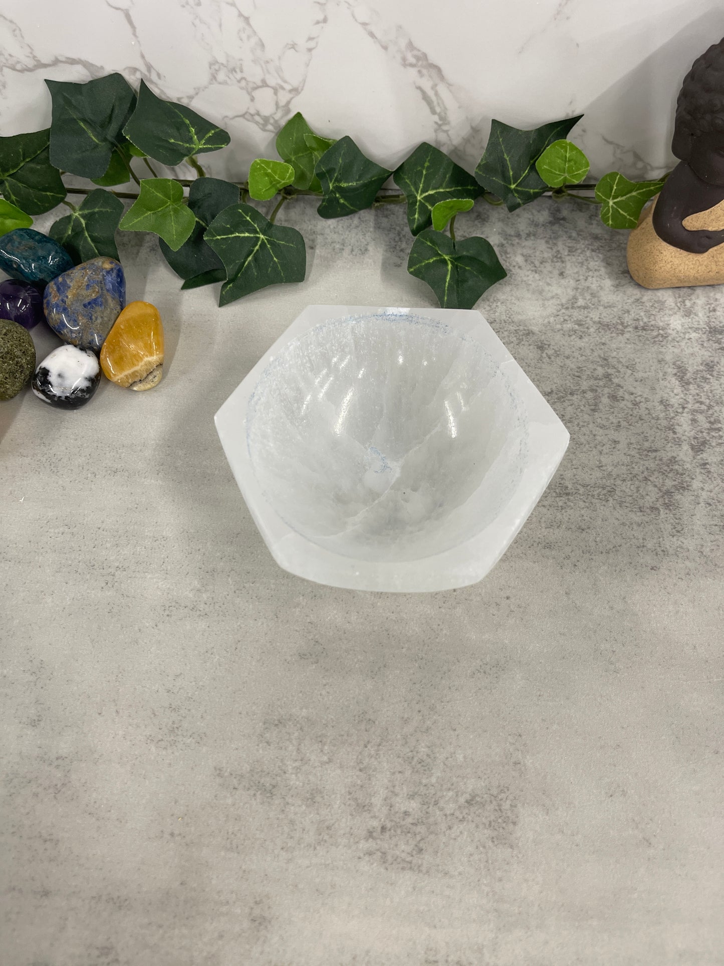 Selenite Hexagon Bowl Heavenly Healing