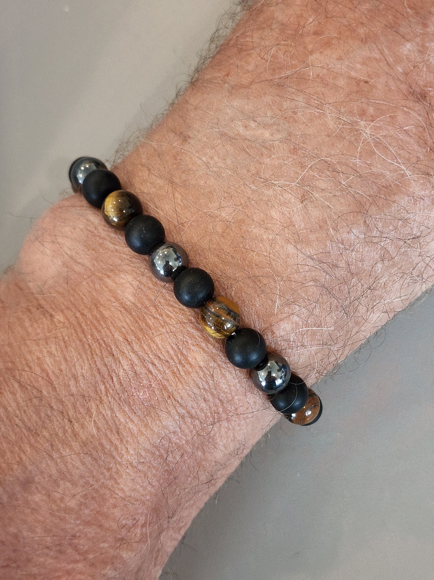 Tiger Eye, Hematite & Black Onyx Bracelet Heavenly Healing