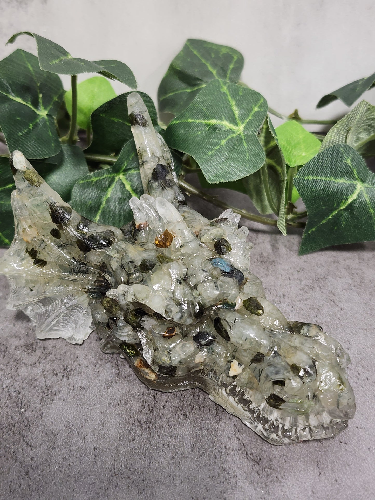 Crystal Resin Dragon Heads Heavenly Healing