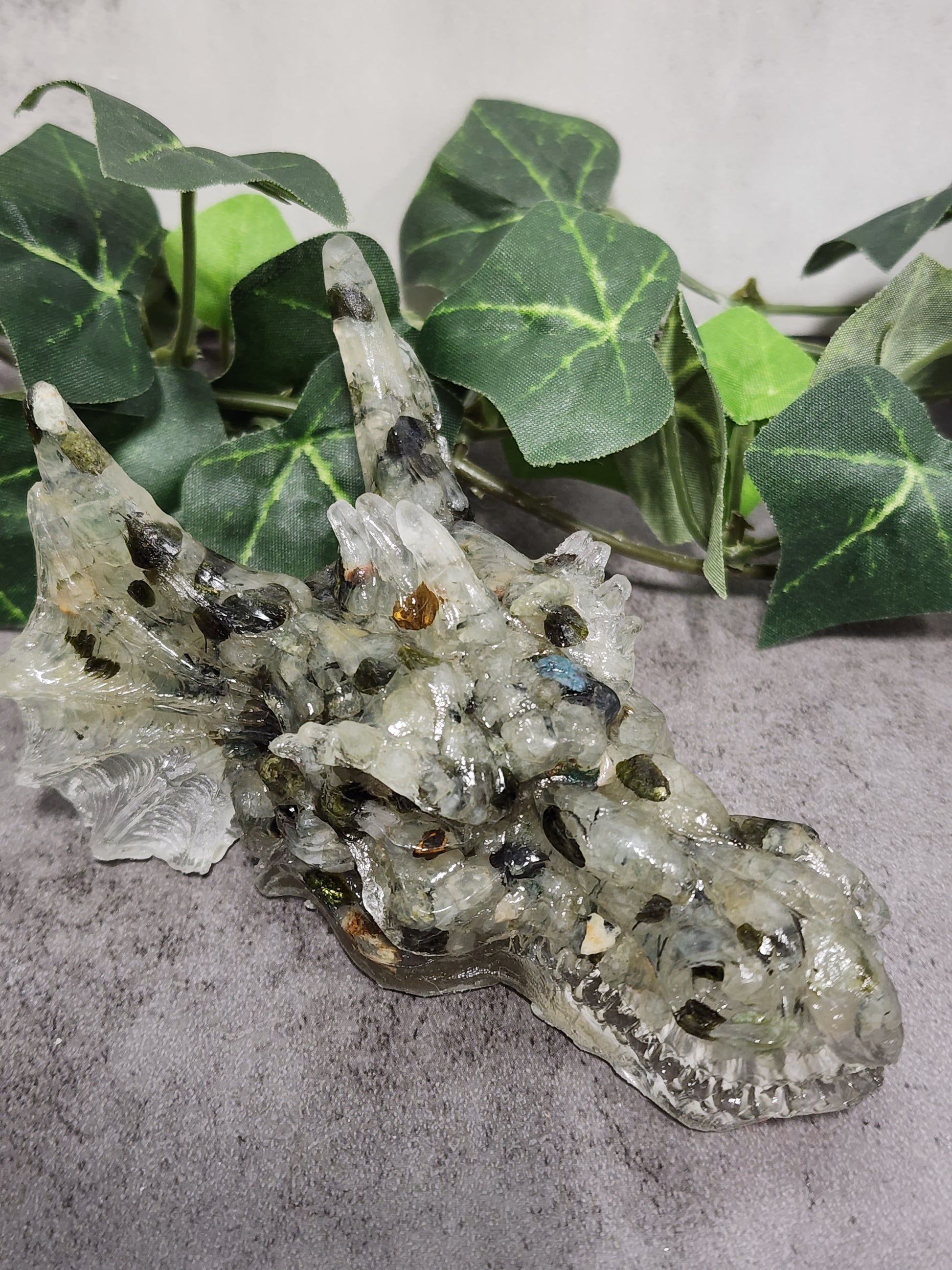 Crystal Resin Dragon Heads Heavenly Healing