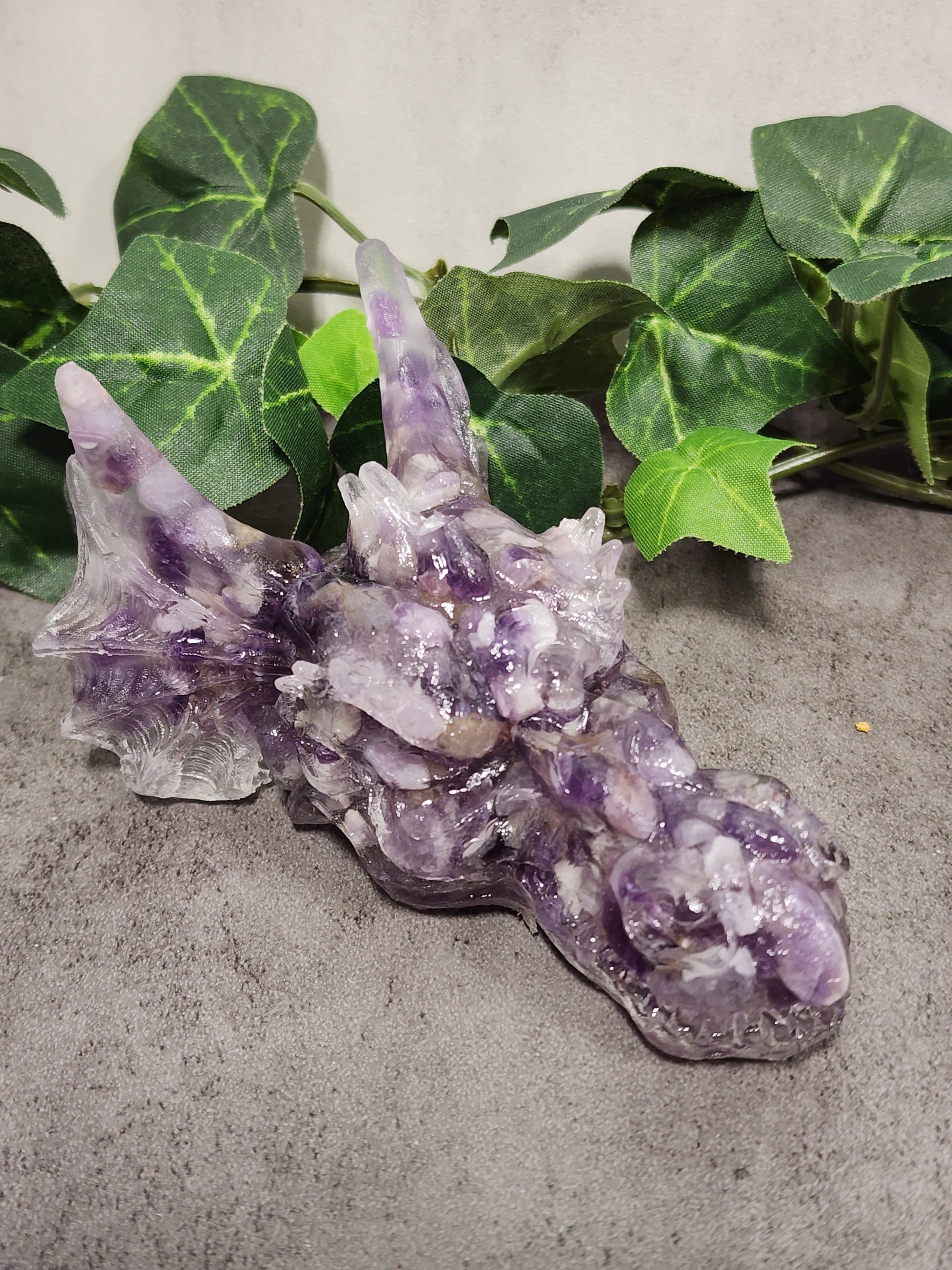 Crystal Resin Dragon Heads Heavenly Healing