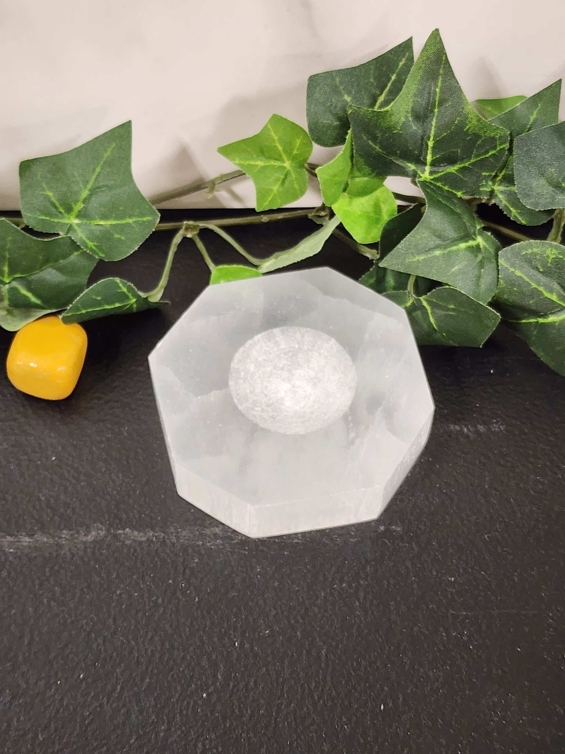 Selenite Sphere Holder Heavenly Healing