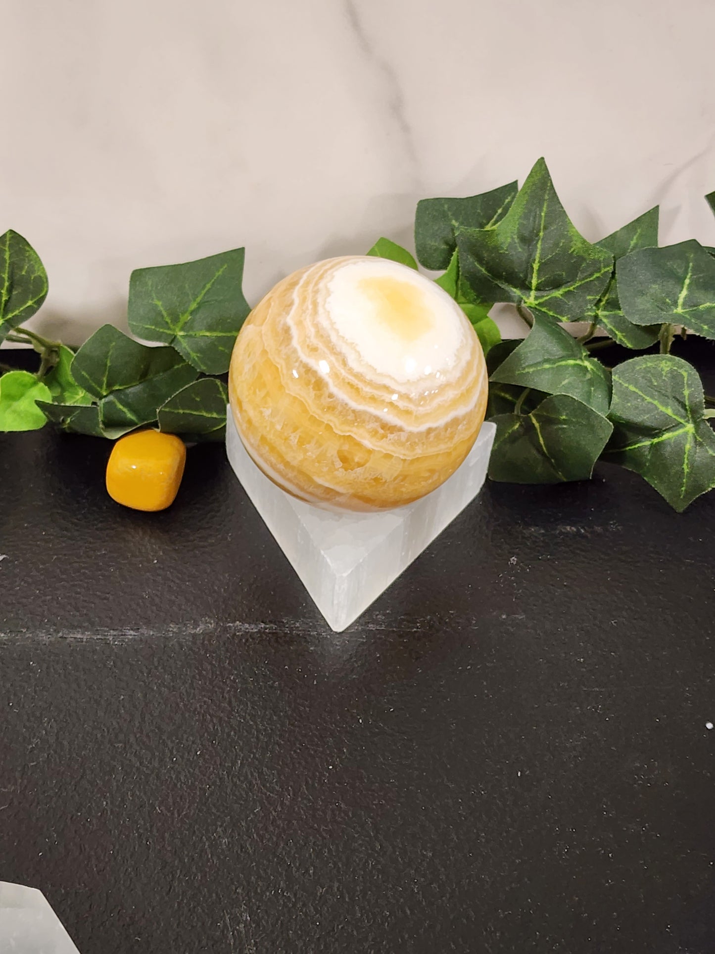 Selenite Sphere Holder Heavenly Healing