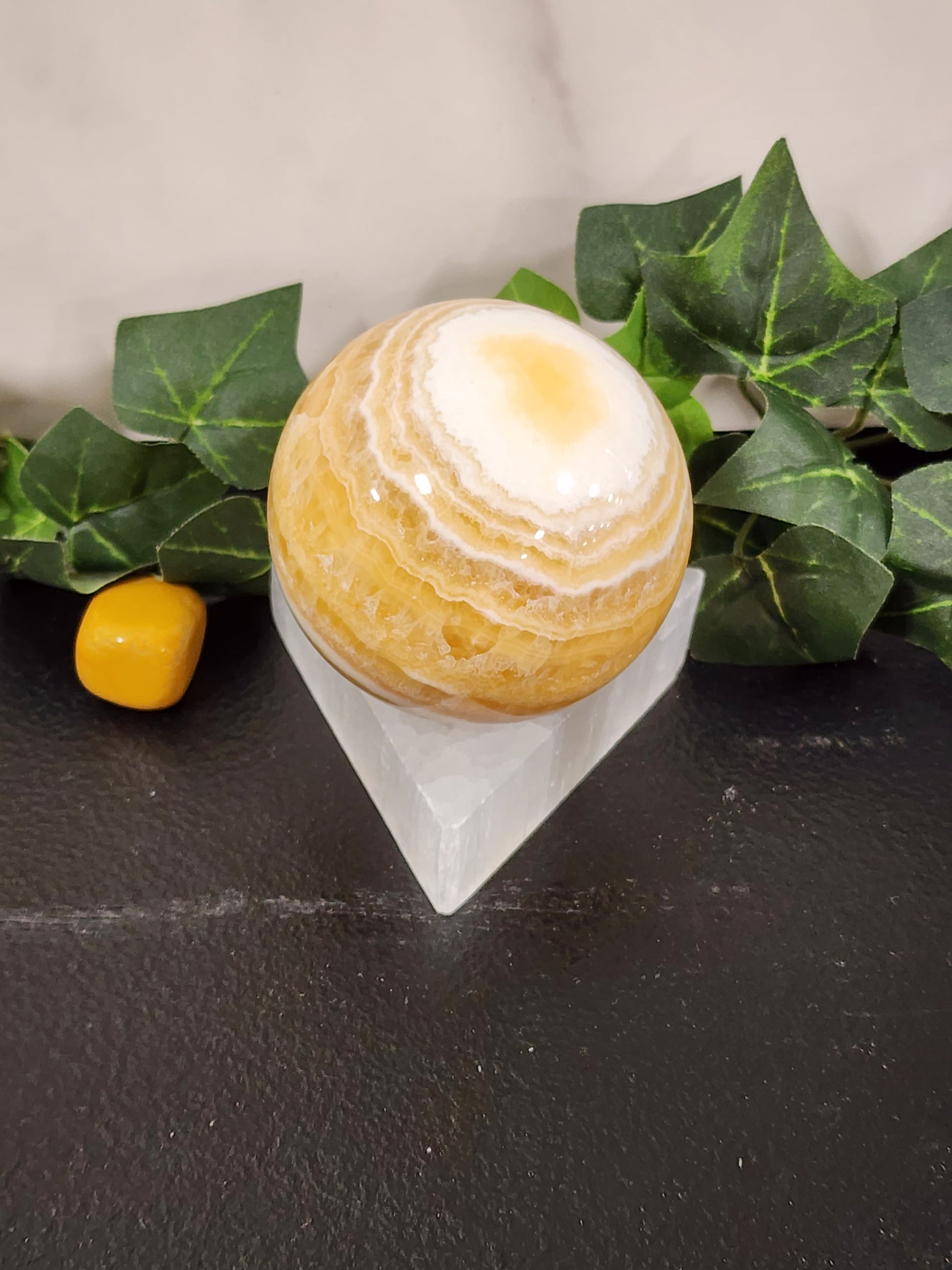 Selenite Sphere Holder Heavenly Healing