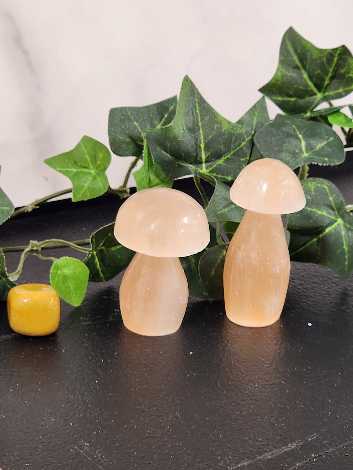 Selenite Peach Mushroom Heavenly Healing