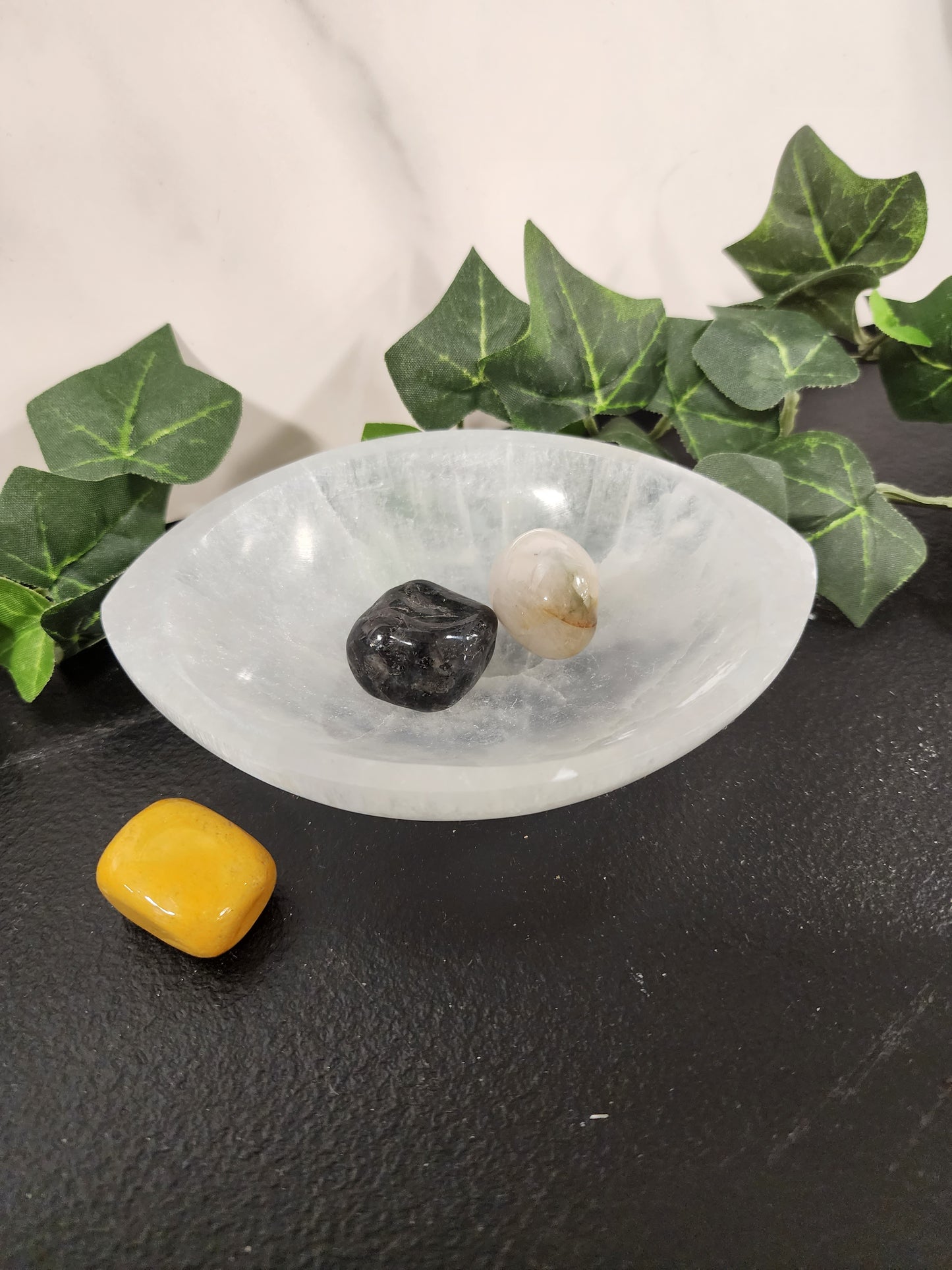 Selenite Football Dish Heavenly Healing