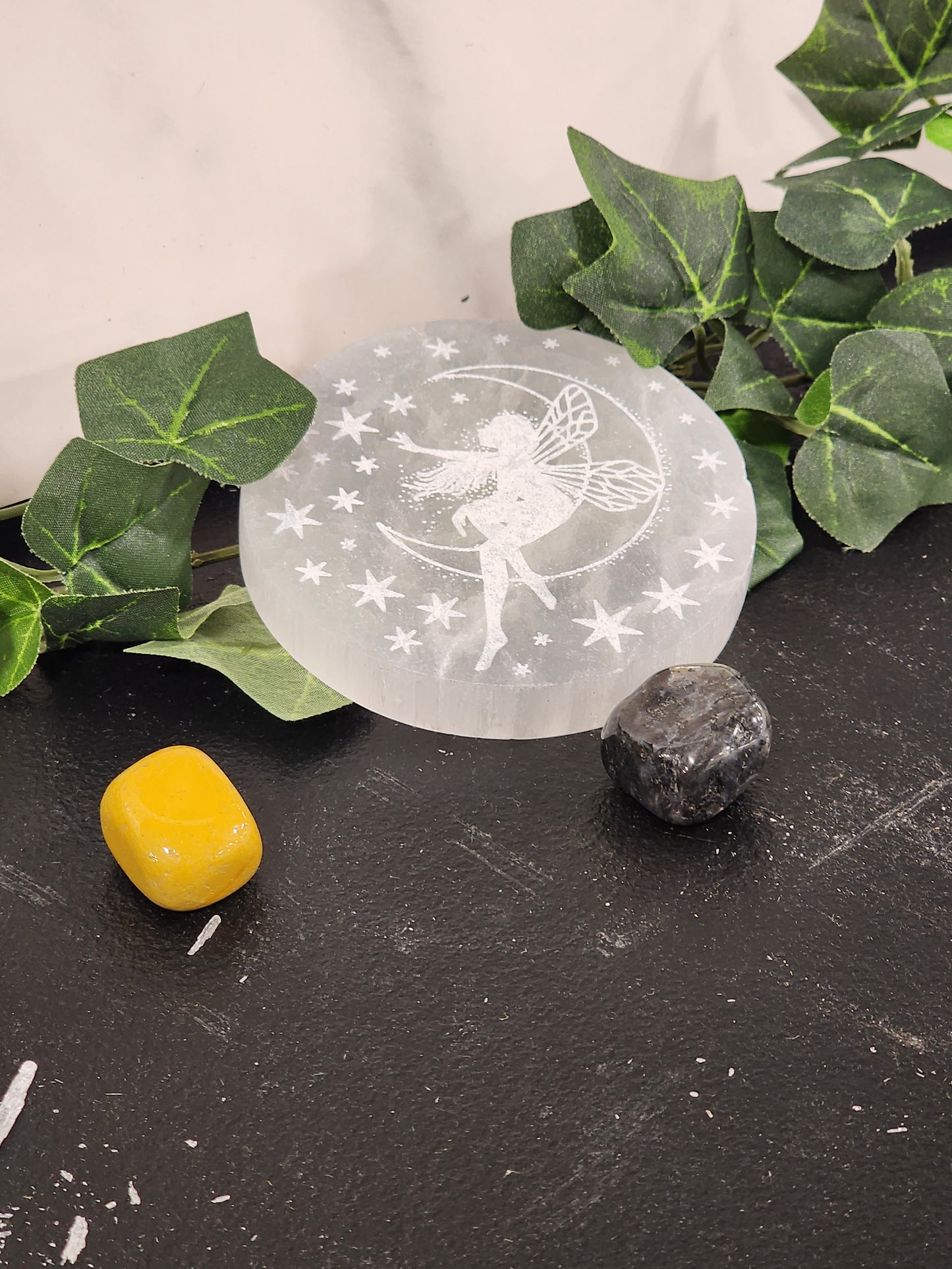 Selenite Round Design Charging Plates Heavenly Healing