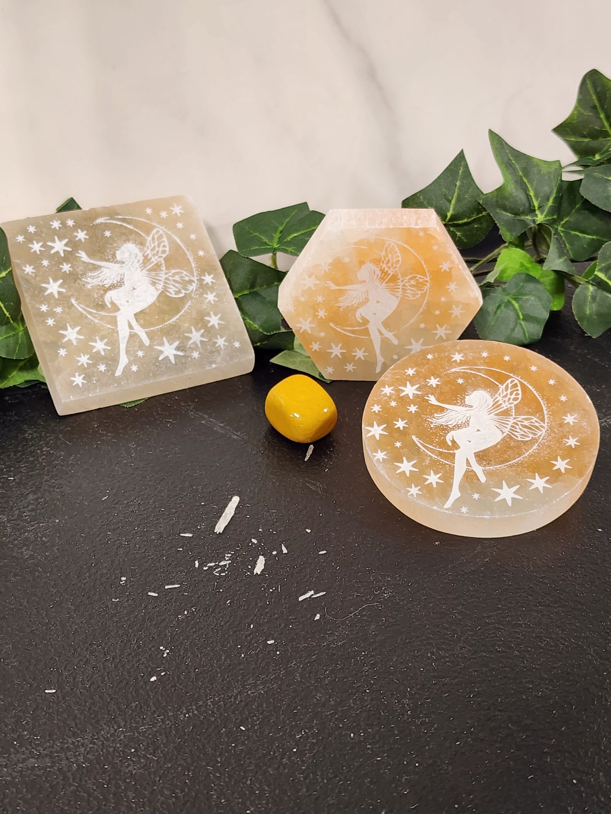 Selenite Fairy Peach Charging Plates Heavenly Healing