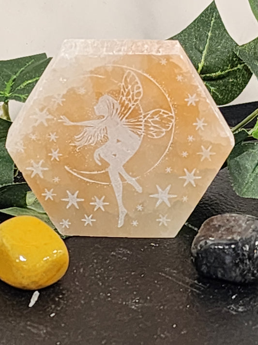 Selenite Fairy Peach Charging Plates Heavenly Healing