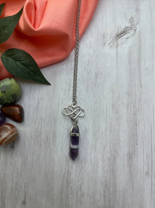 Amethyst Crystal Charm Necklace Heavenly Healing