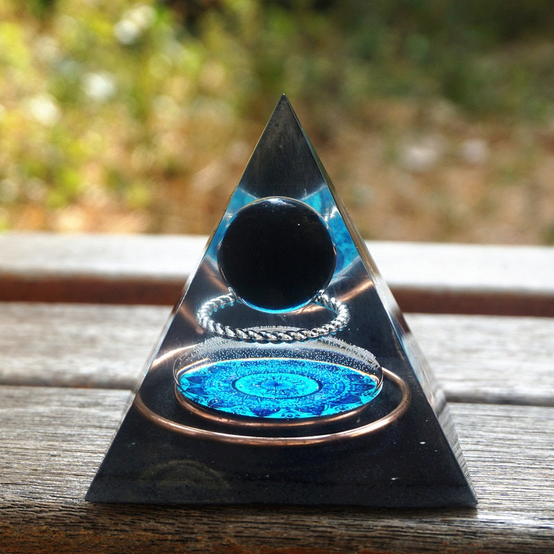 Obsidian orgonite pyramid Heavenly Healing