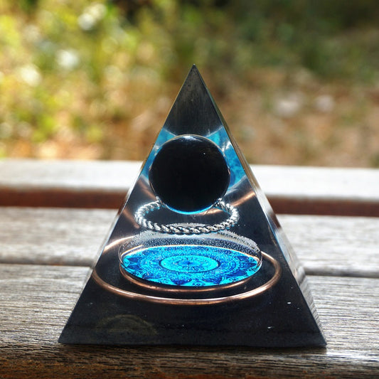 Obsidian orgonite pyramid Heavenly Healing
