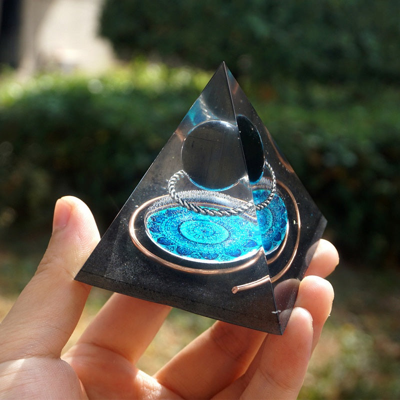 Obsidian orgonite pyramid Heavenly Healing