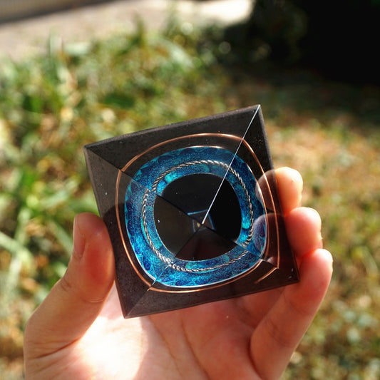 Obsidian orgonite pyramid Heavenly Healing