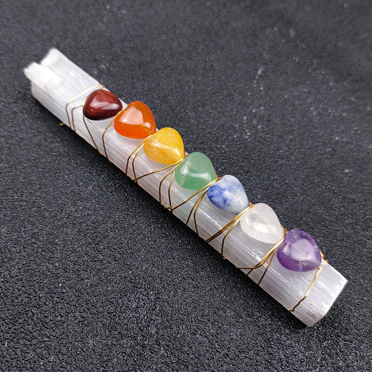 Selenite Wand | 7 chakra heart stones Heavenly Healing