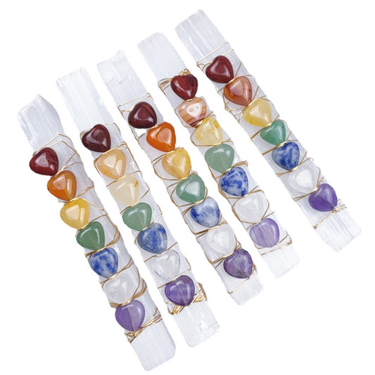 Selenite Wand | 7 chakra heart stones Heavenly Healing