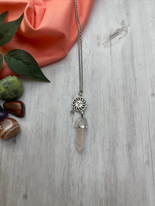 Rose Quartz Crystal Charm Pendant Necklace Heavenly Healing