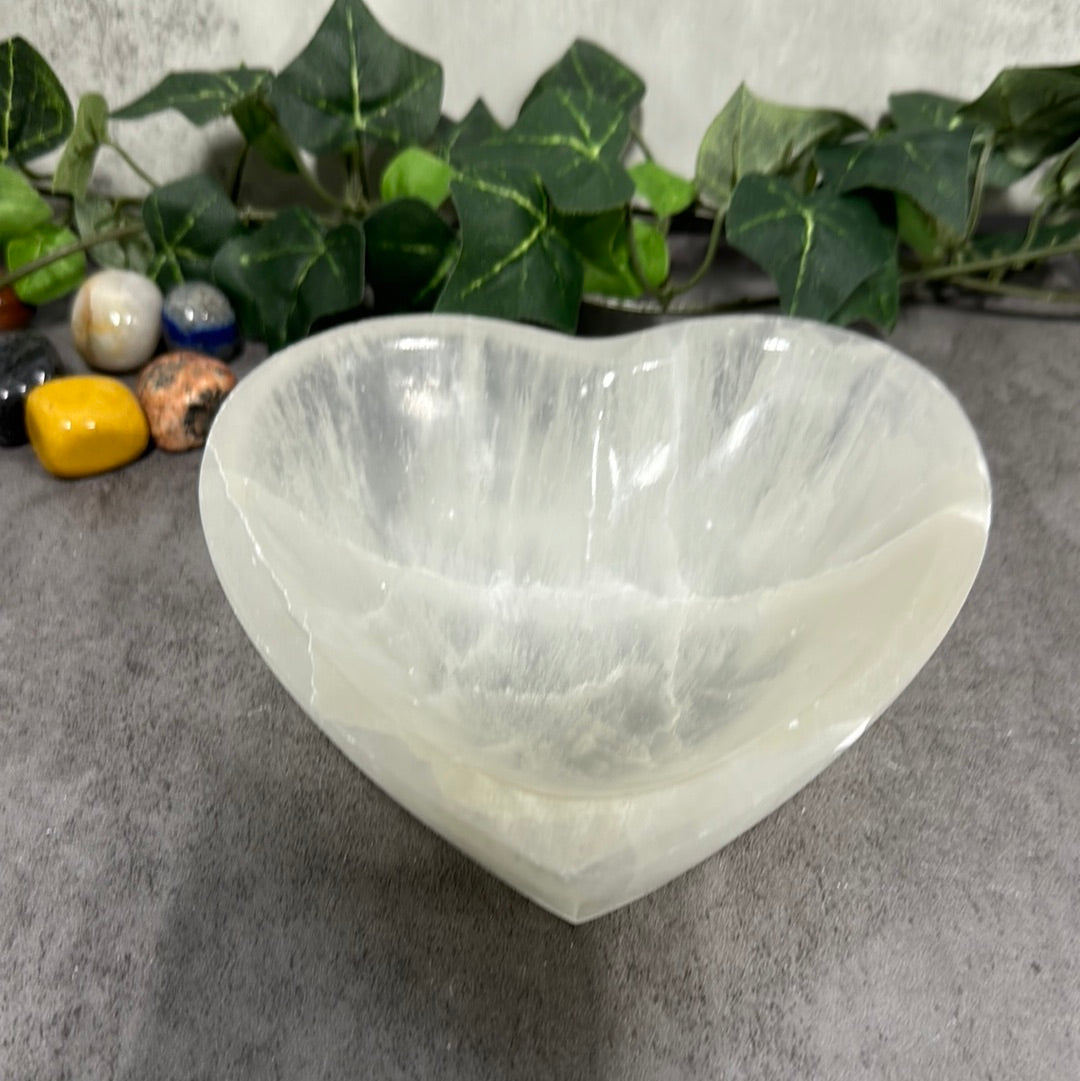 Selenite Heart Bowl Heavenly Healing