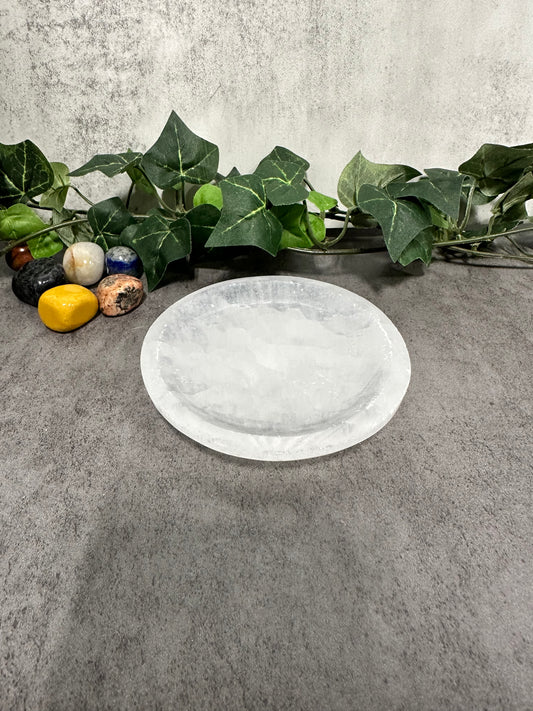 Selenite Round Dish Heavenly Healing