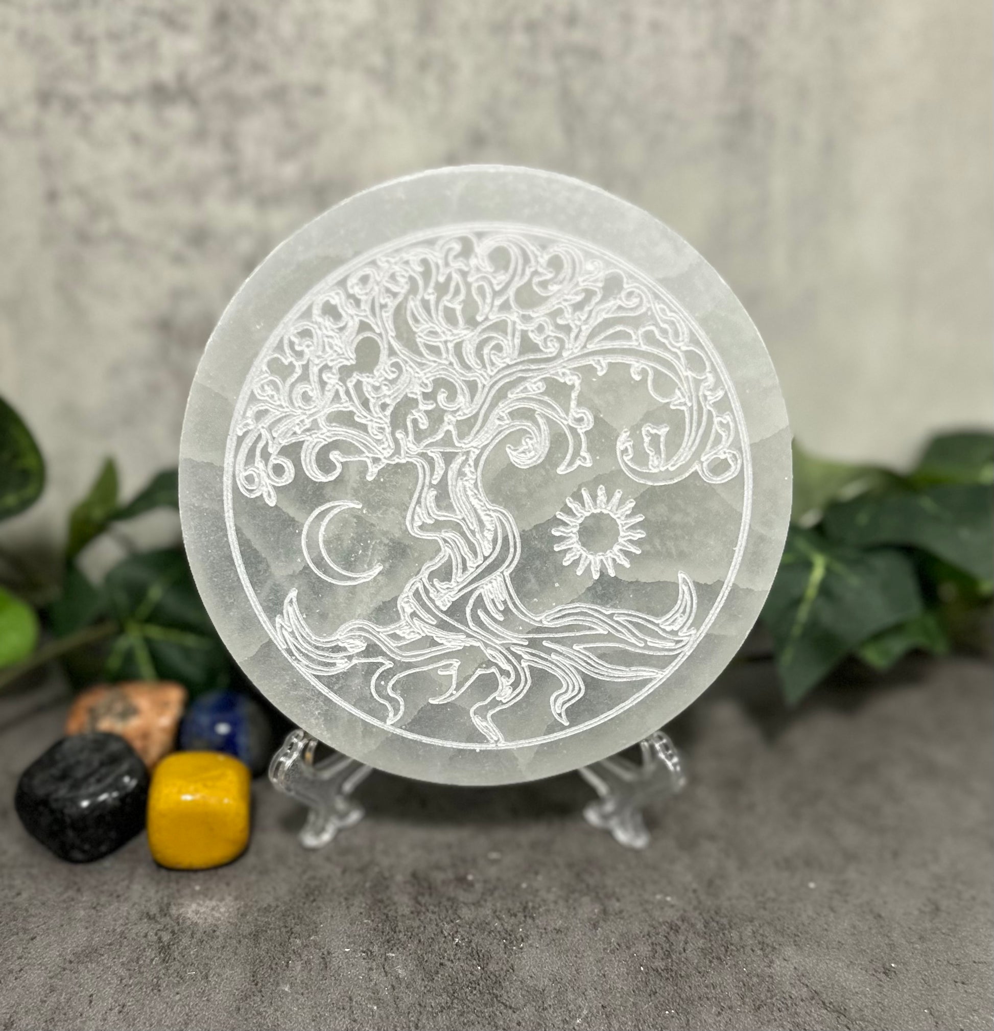 Selenite Round Design Charging Plates Heavenly Healing