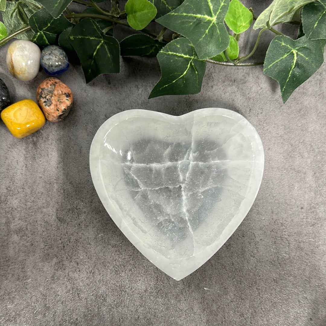 Selenite Heart Bowl Heavenly Healing