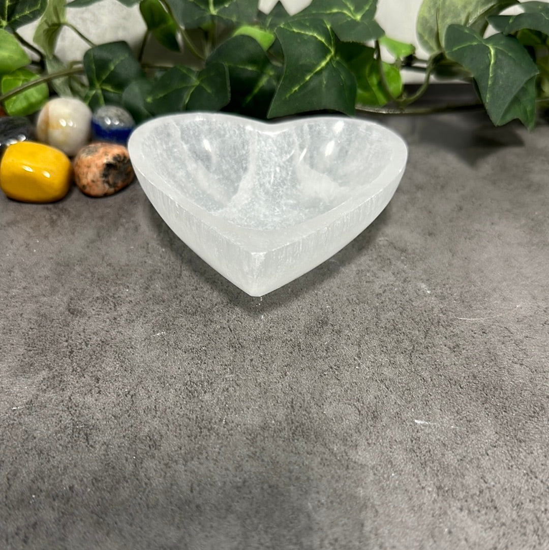 Selenite Heart Bowl Heavenly Healing