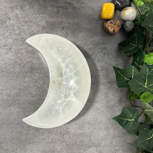 Selenite Crescent Moon Bowl Heavenly Healing