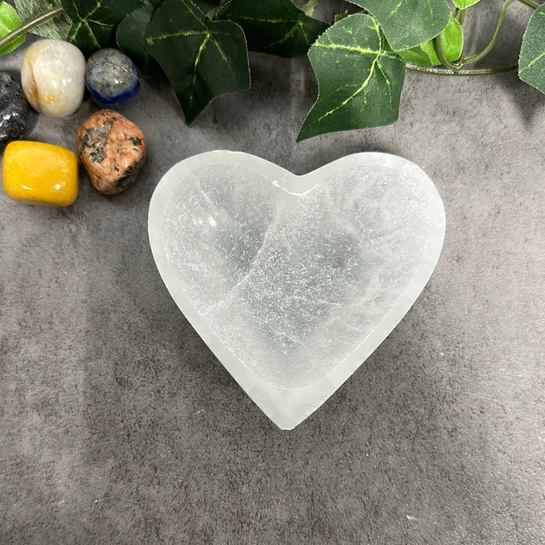 Selenite Heart Bowl Heavenly Healing