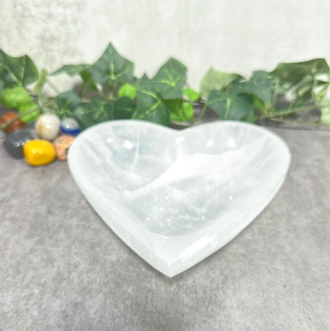 Selenite Heart Bowl Heavenly Healing