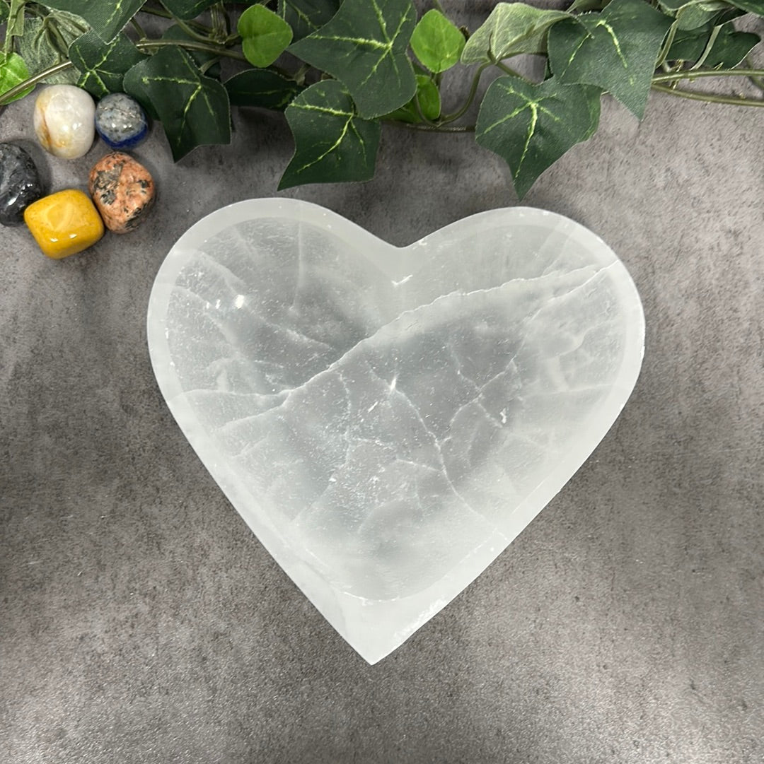 Selenite Heart Bowl Heavenly Healing