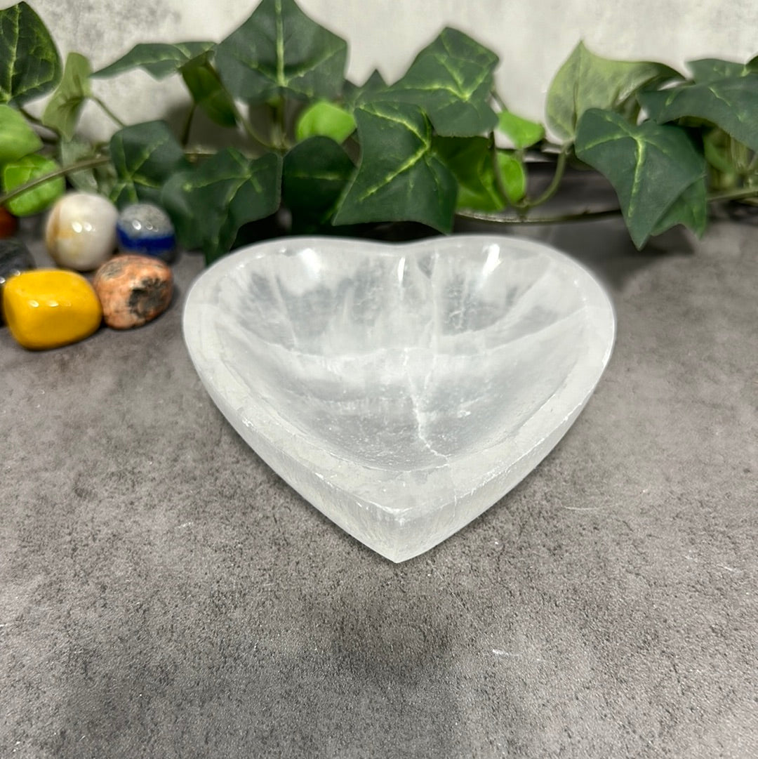 Selenite Heart Bowl Heavenly Healing