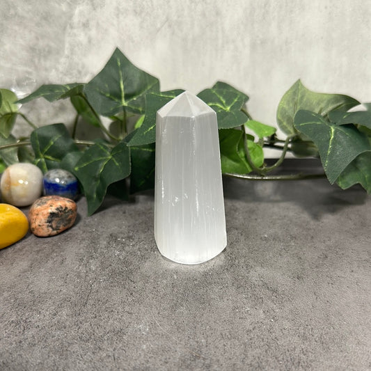 Selenite Six Sided Obelisk Tower Heavenly Healing