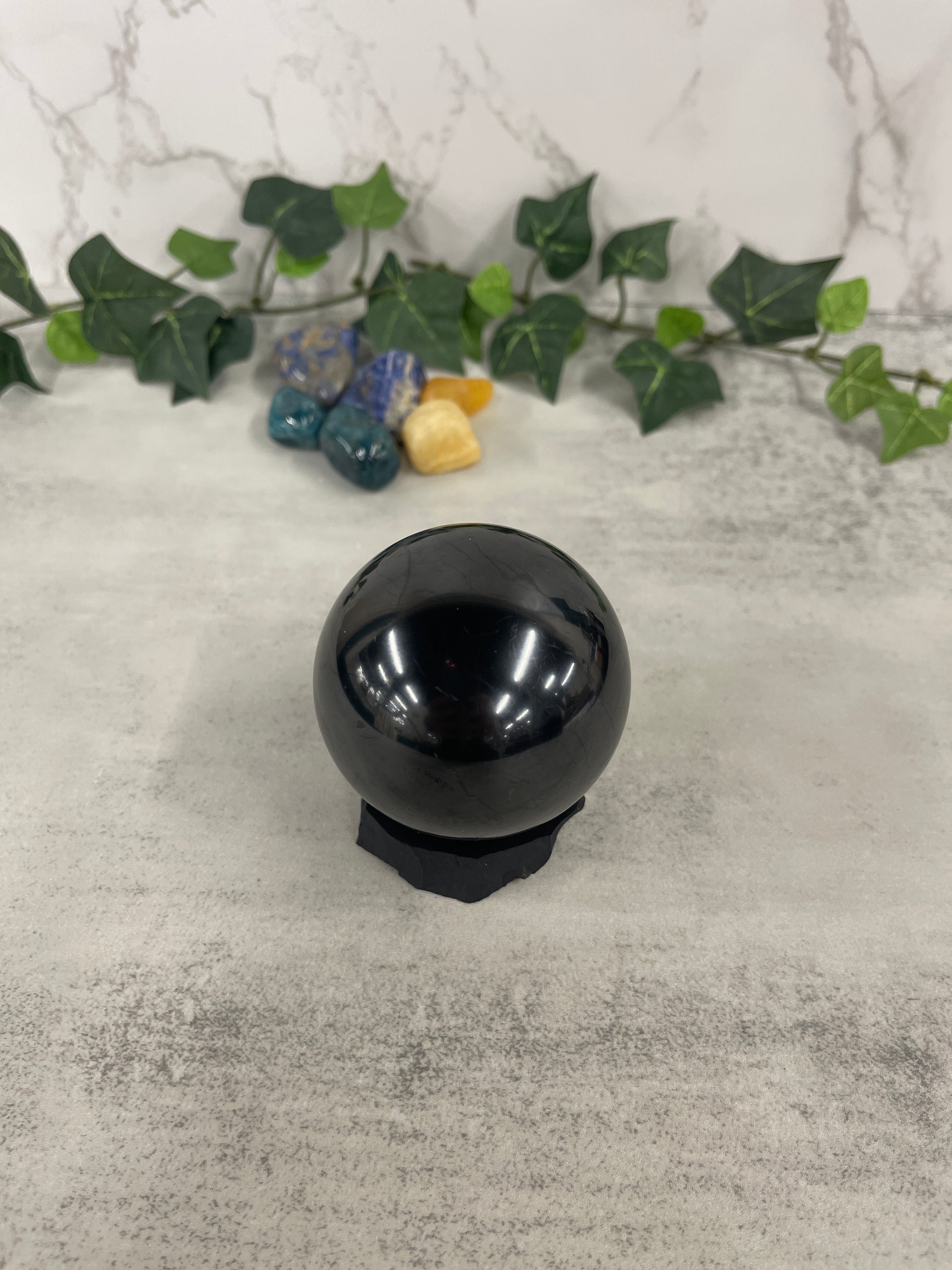 Shungite Sphere and Base Heavenly Healing