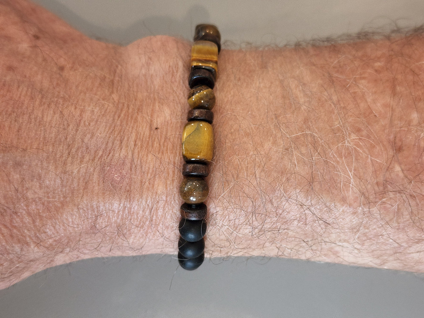 Men's Tiger Eye/ Black Onxy Bracelet Heavenly Healing