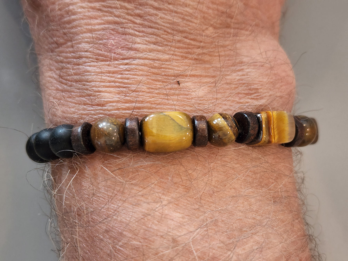 Men's Tiger Eye/ Black Onxy Bracelet Heavenly Healing