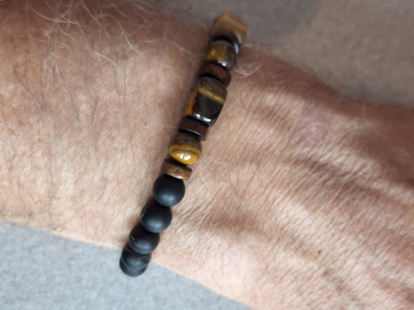 Men's Tiger Eye/ Black Onxy Bracelet Heavenly Healing