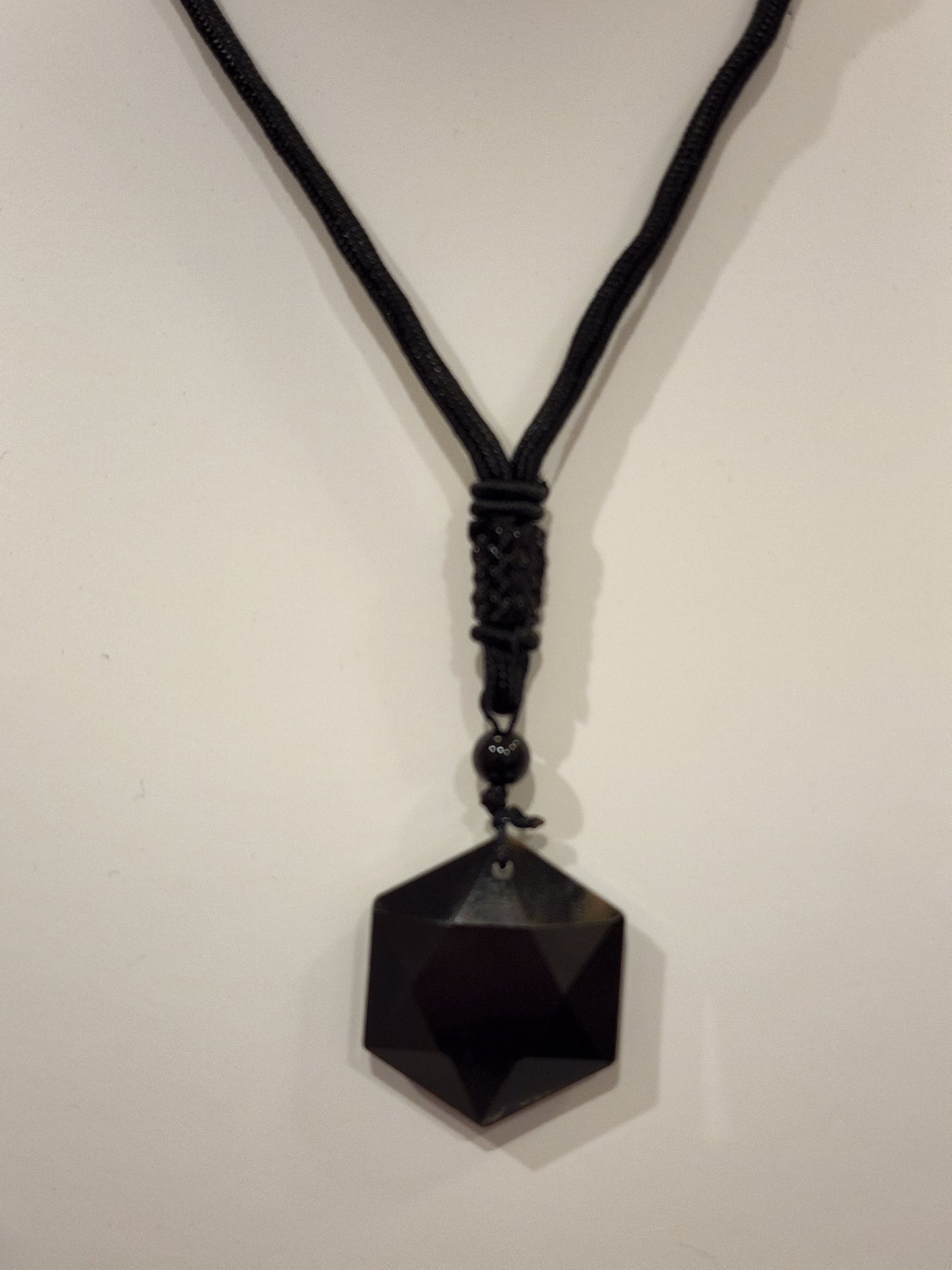 Hexagon Black Obsidian Pendant/ Necklace Heavenly Healing