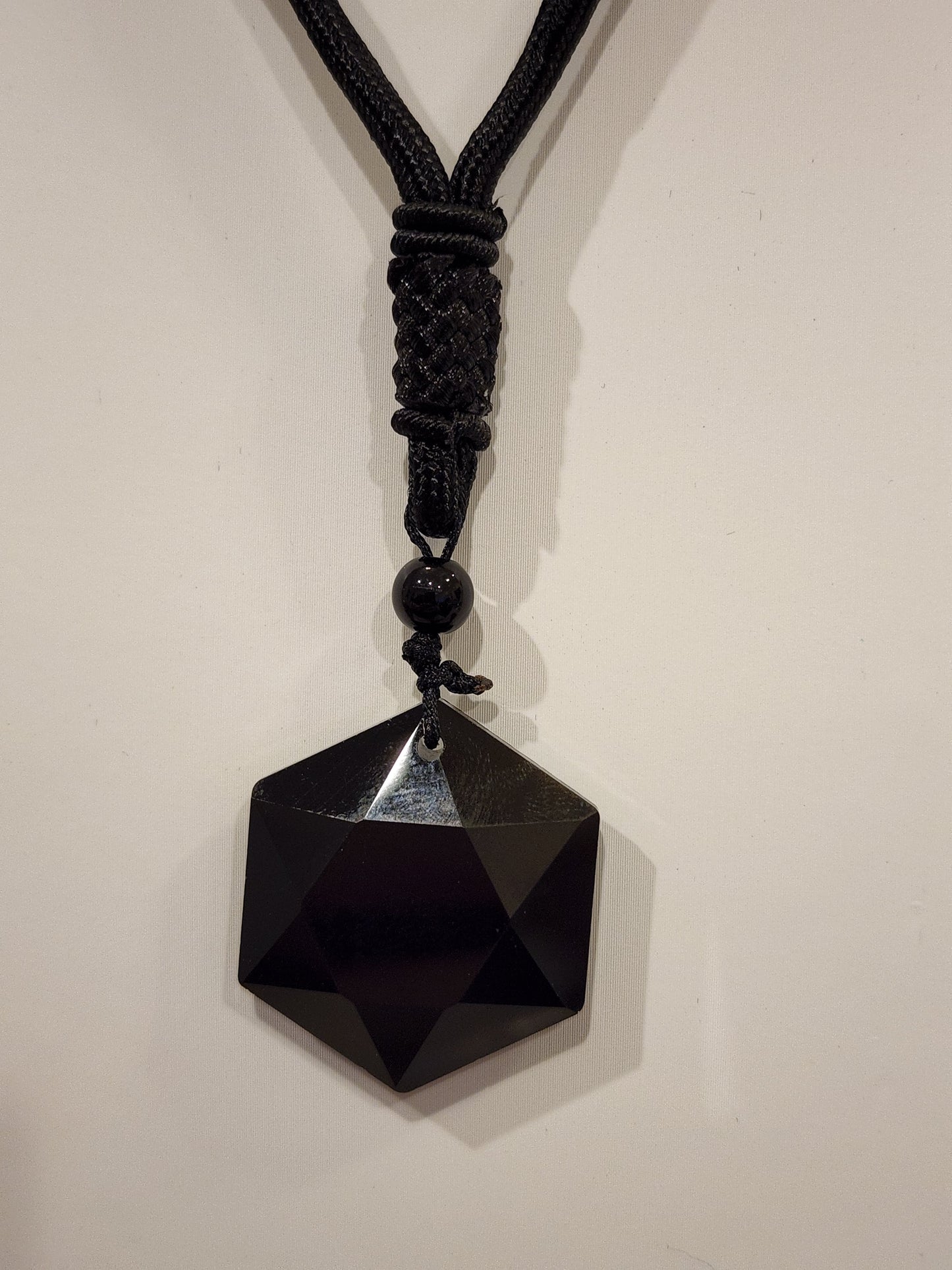 Hexagon Black Obsidian Pendant/ Necklace Heavenly Healing