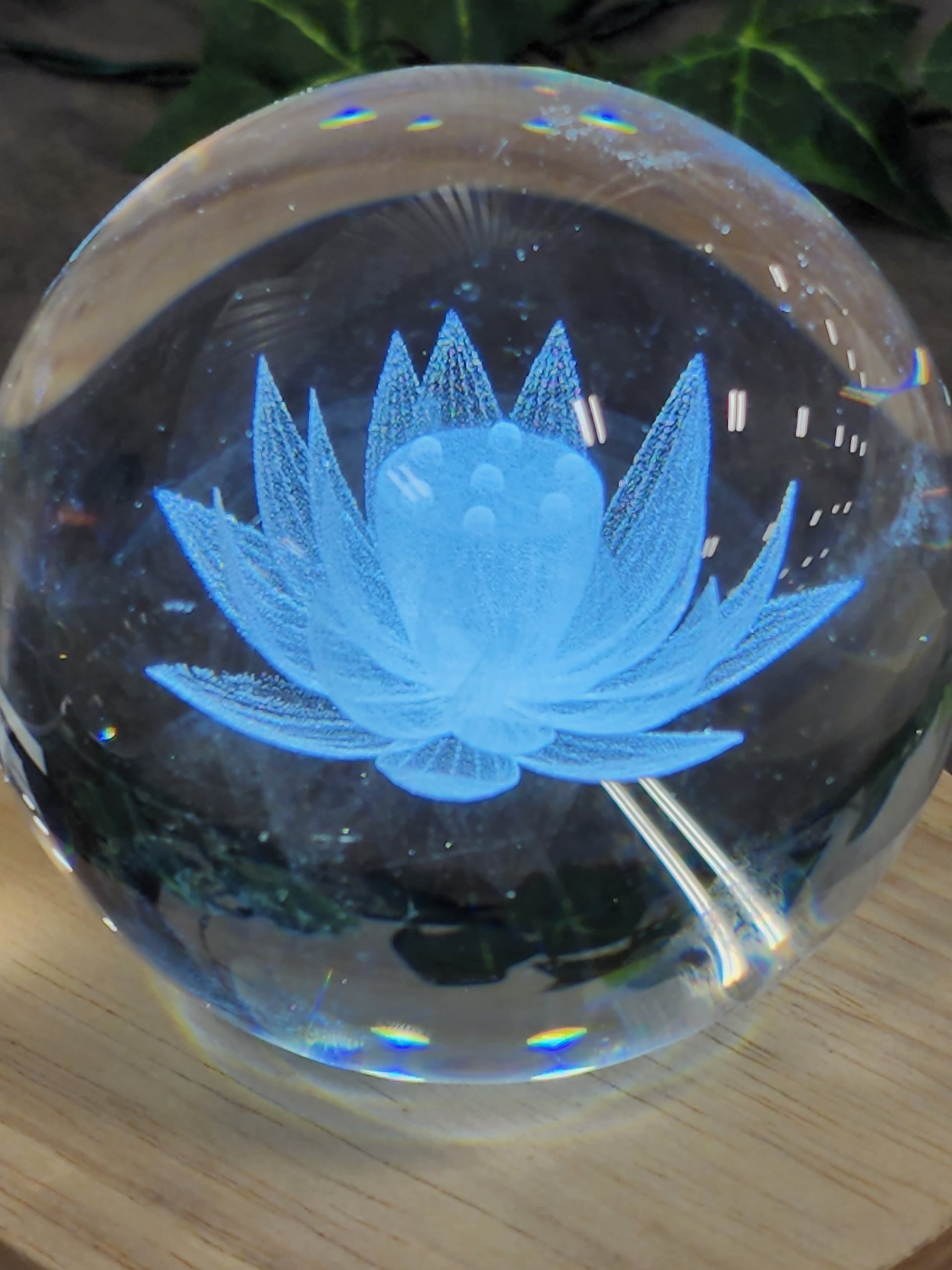 Clear Etched Sphere Heavenly Healing