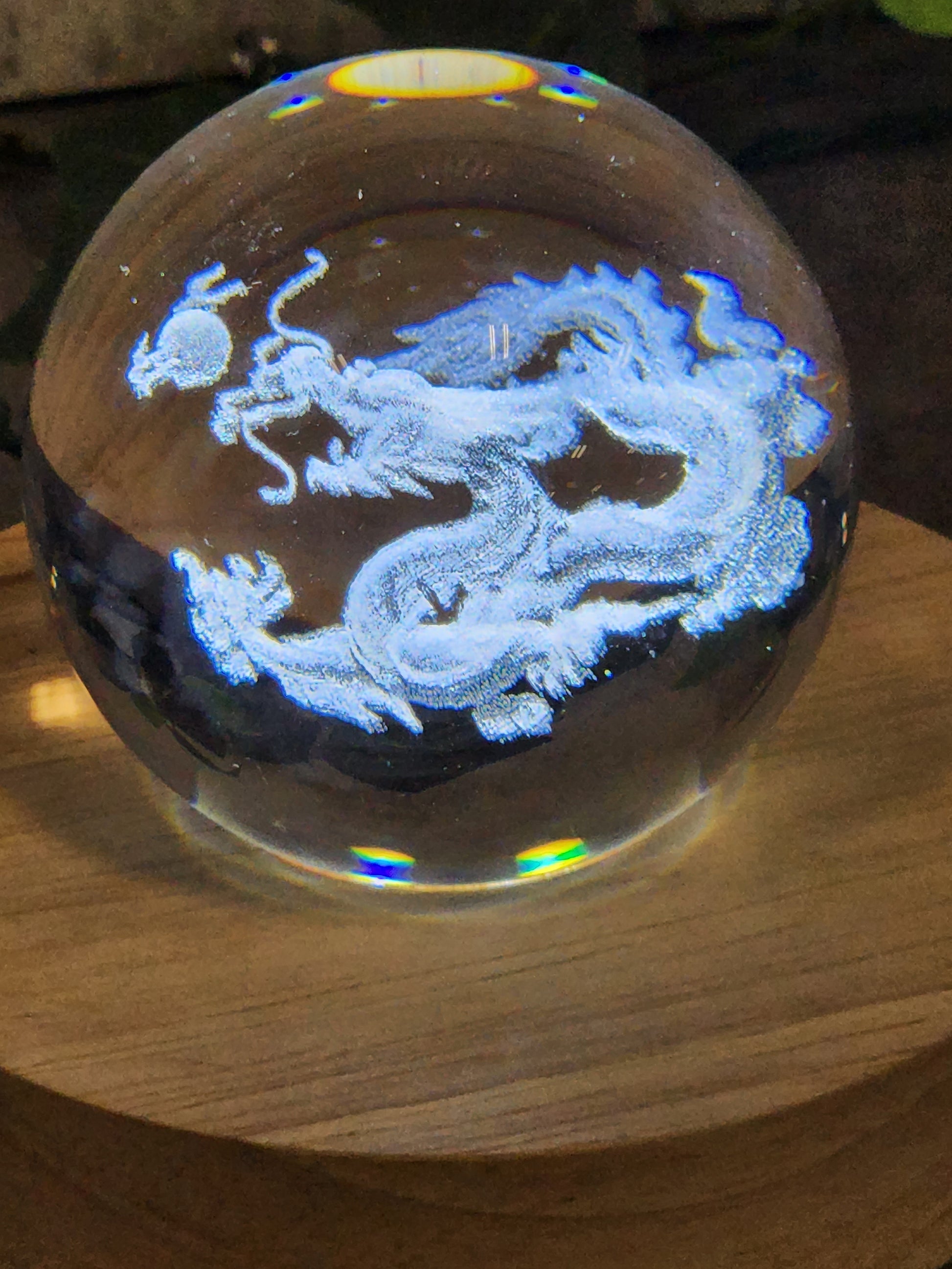 Clear Etched Sphere Heavenly Healing