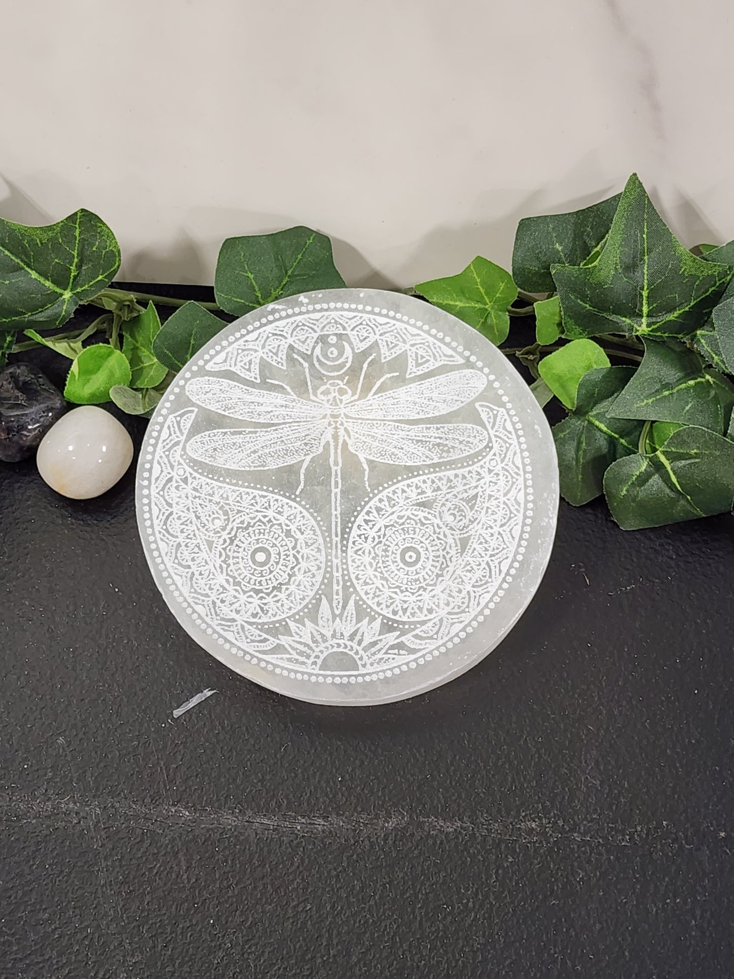 Selenite Round Design Charging Plates Heavenly Healing