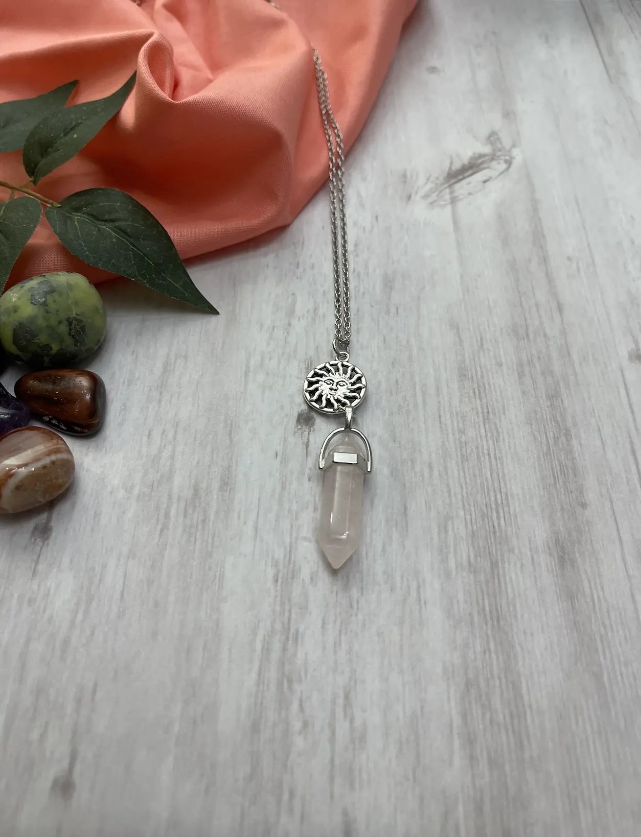 Rose Quartz Crystal Charm Pendant Necklace Heavenly Healing