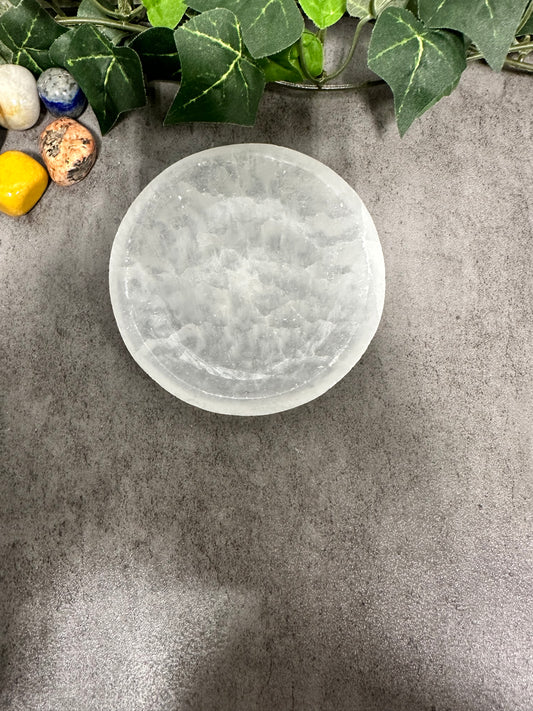 Selenite Round Dish Heavenly Healing