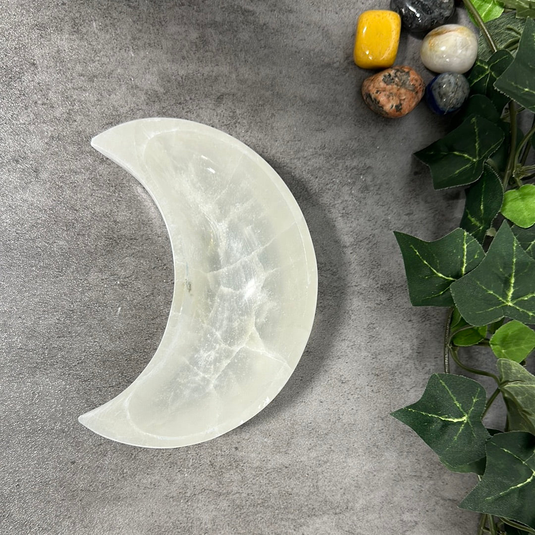 Selenite Crescent Moon Bowl Heavenly Healing